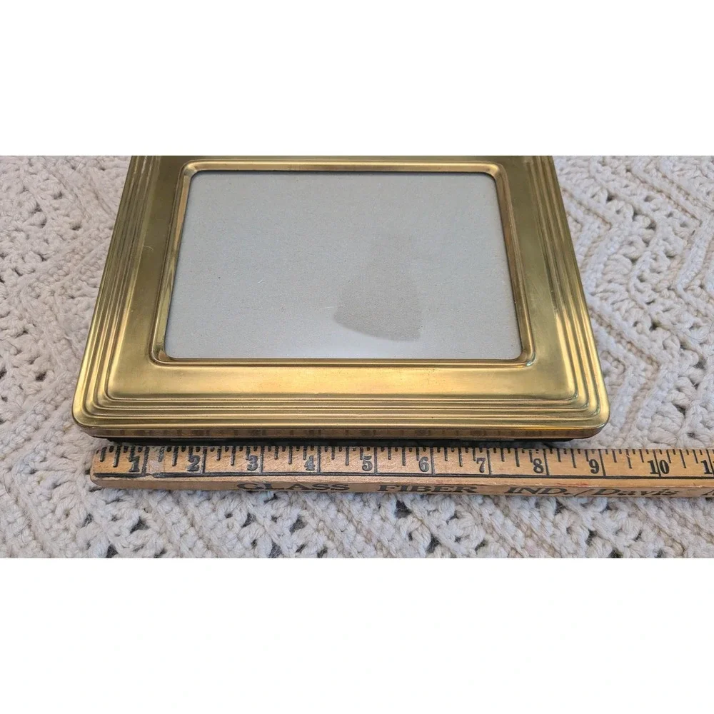 Vintage Brass Tiered Picture Frame with Hinged Photo Storage Box Velvet Back 8x6